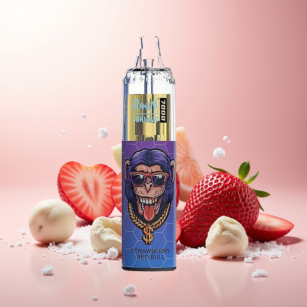 Јагода Црвени бик RandM Fumot Tornado 7000 Puffs 14 ML