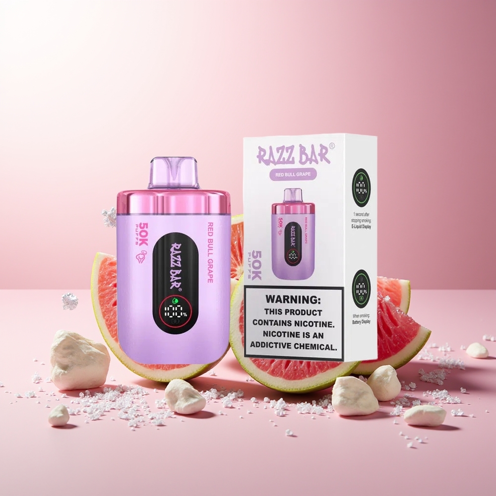Црвени Бик Грожђе Razz Bar 50K Puffs 2% Никотин