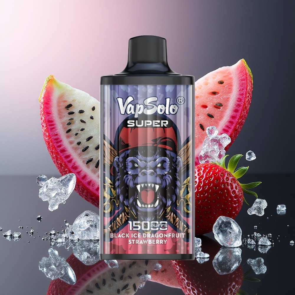Црни Ледени Дракоњa Јагода Vapsolo Super 15000 Puffs Једнократна вејп 40ml